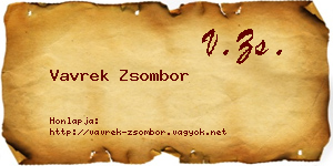 Vavrek Zsombor névjegykártya